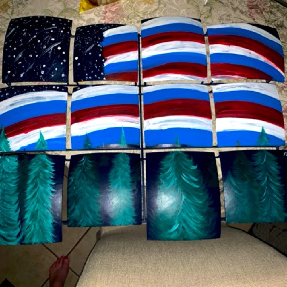 Hand Painted Metal Flag Art